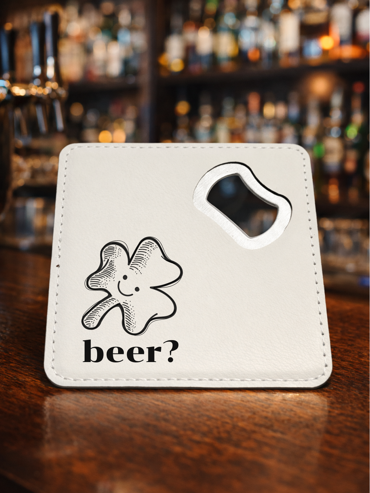 Laserable Leatherette Bottle Opener Coaster