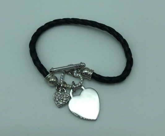 Black Leather Heart Bracelet