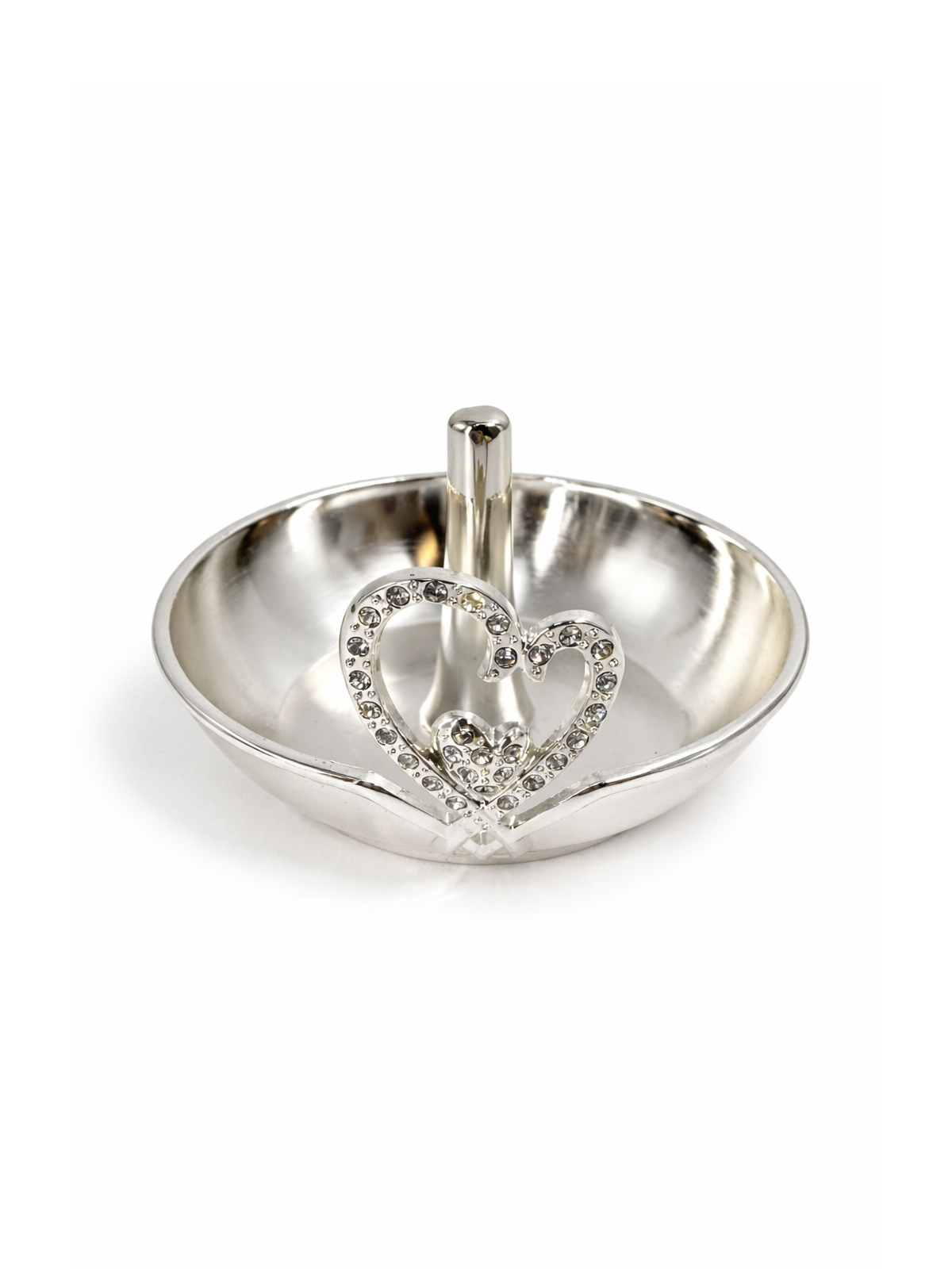Wedding Heart Ring Dish with Crystal Detail