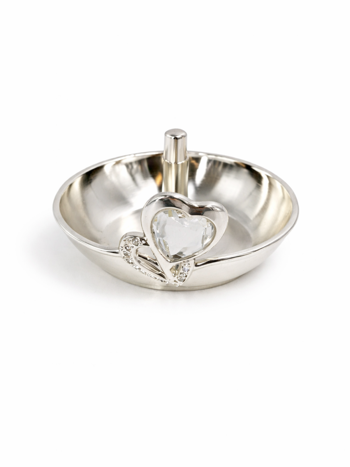 Wedding Ring Holder with Heart and Crystal