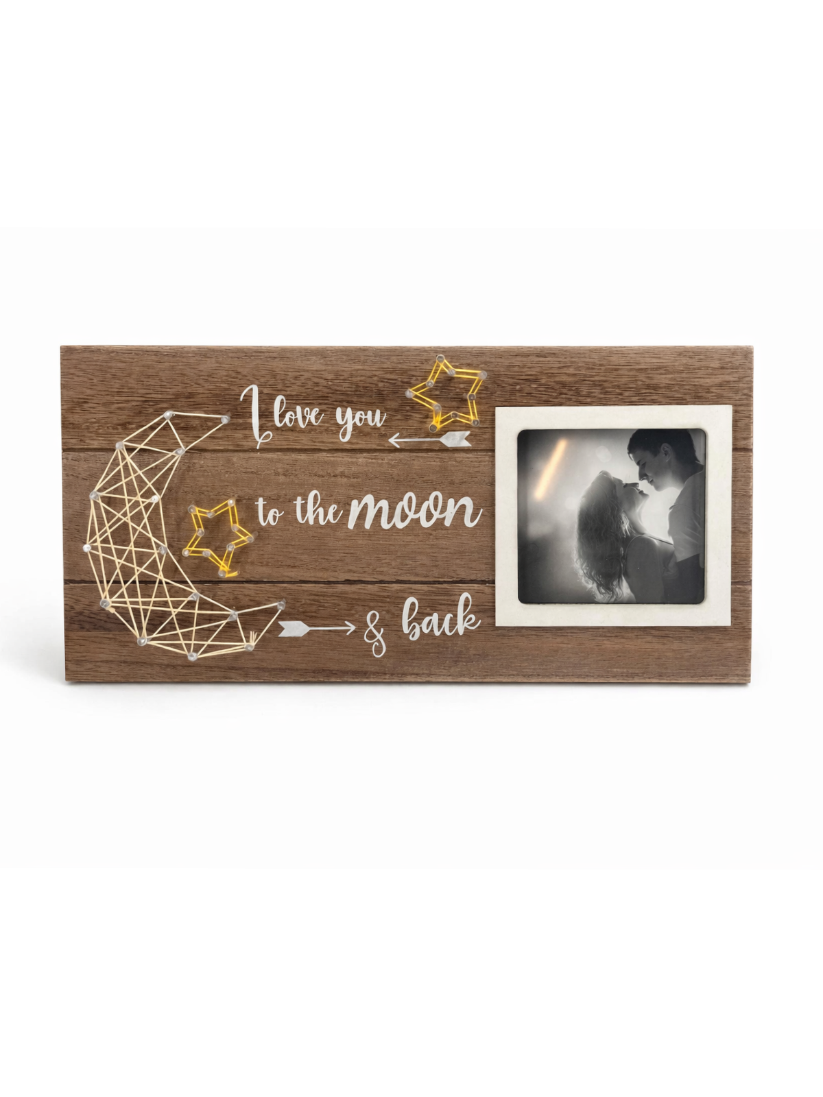 “I Love You to the Moon & Back” Rustic Wedding Photo Frame