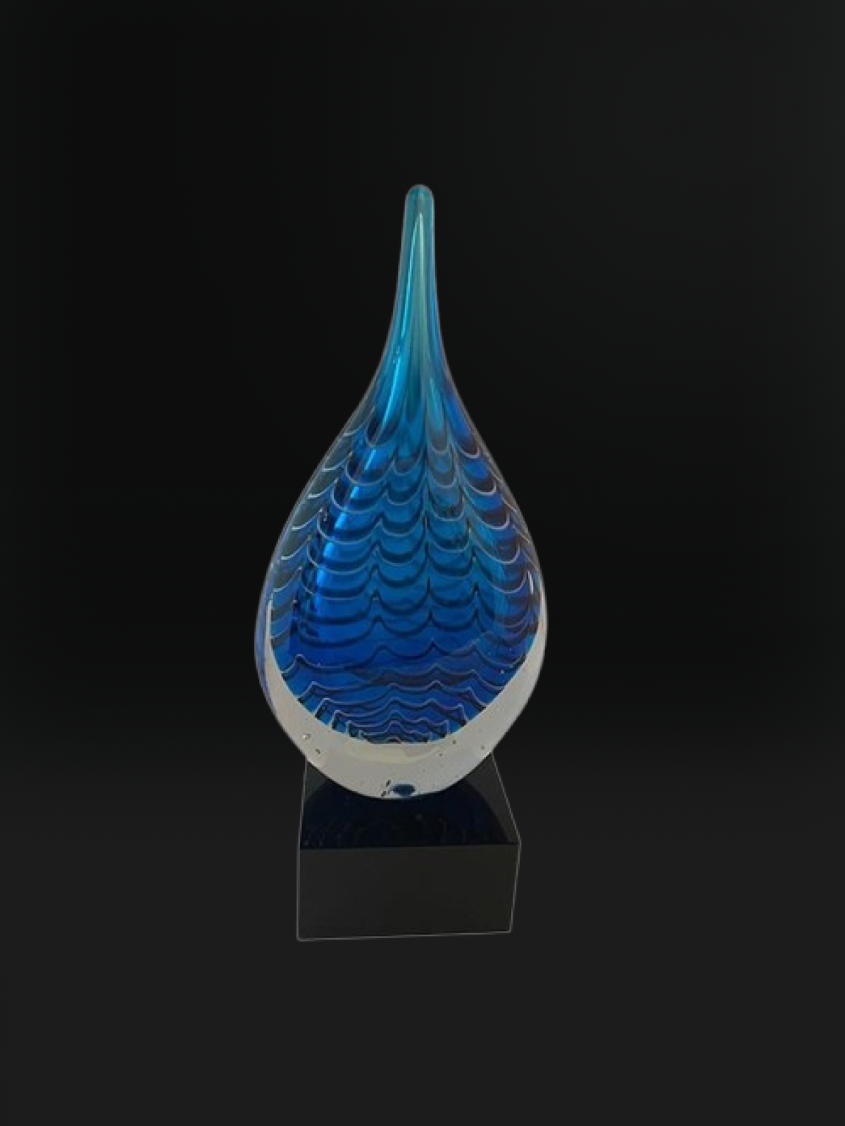 Blue Flame Art Glass Sculpture