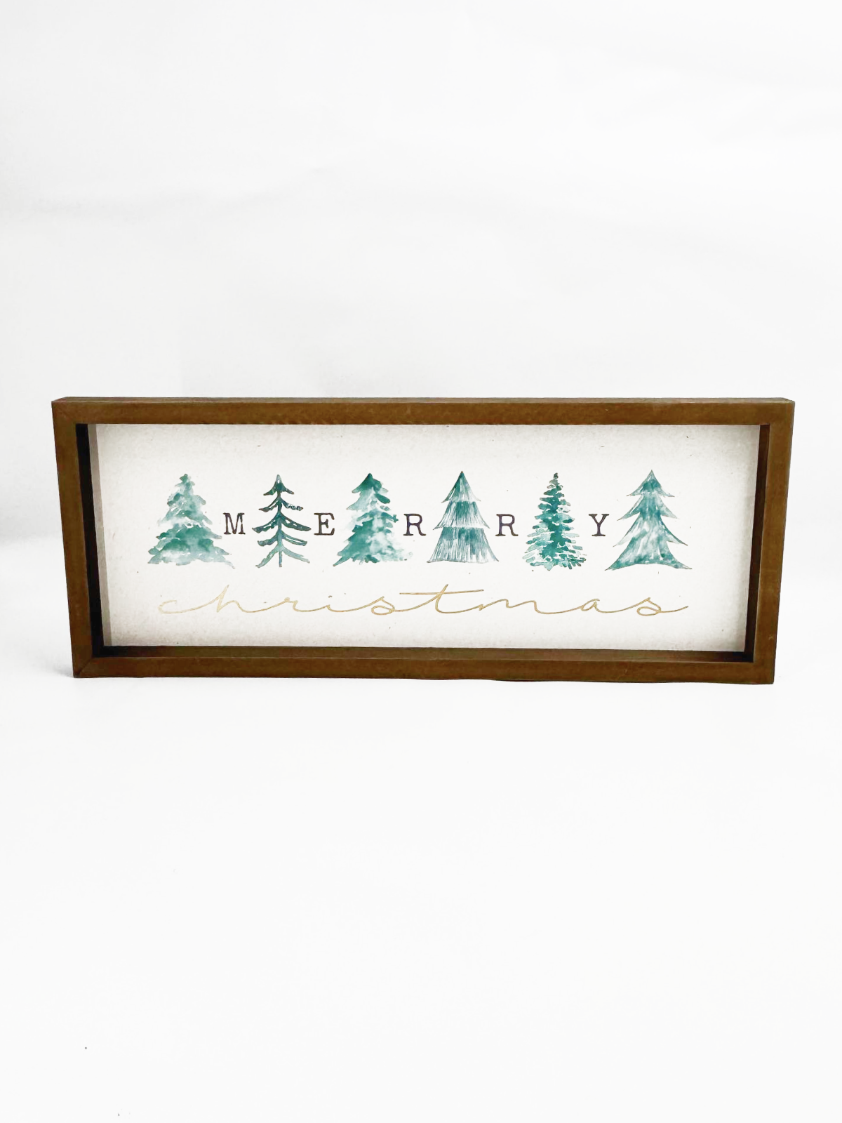 Framed Wooden Wall Sign – Merry Christmas Trees