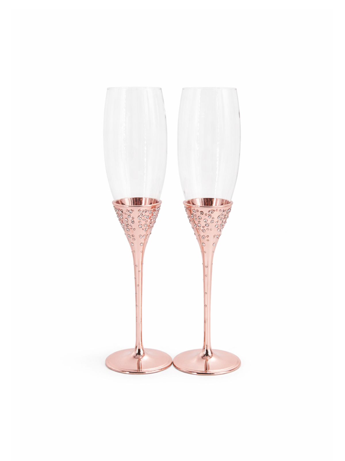Rose Gold Rhinestone Champagne Flutes