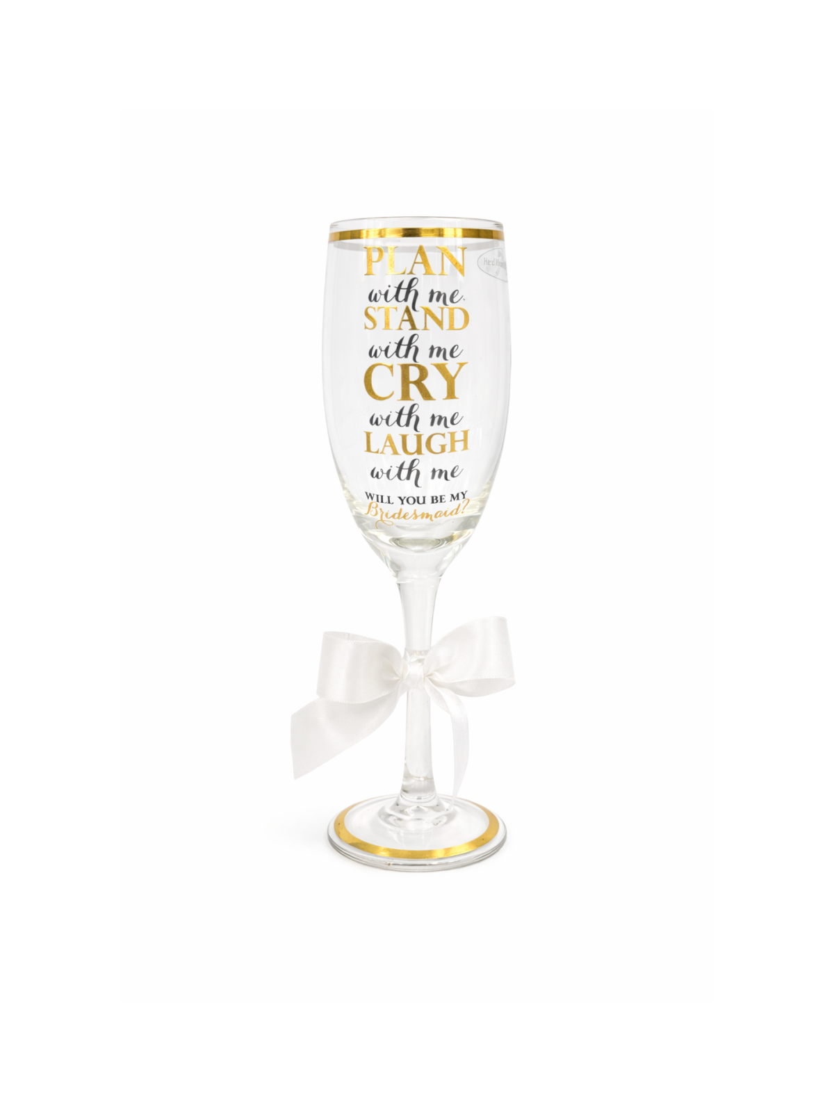 Bridesmaid Proposal Champagne Flute with Gold Rim