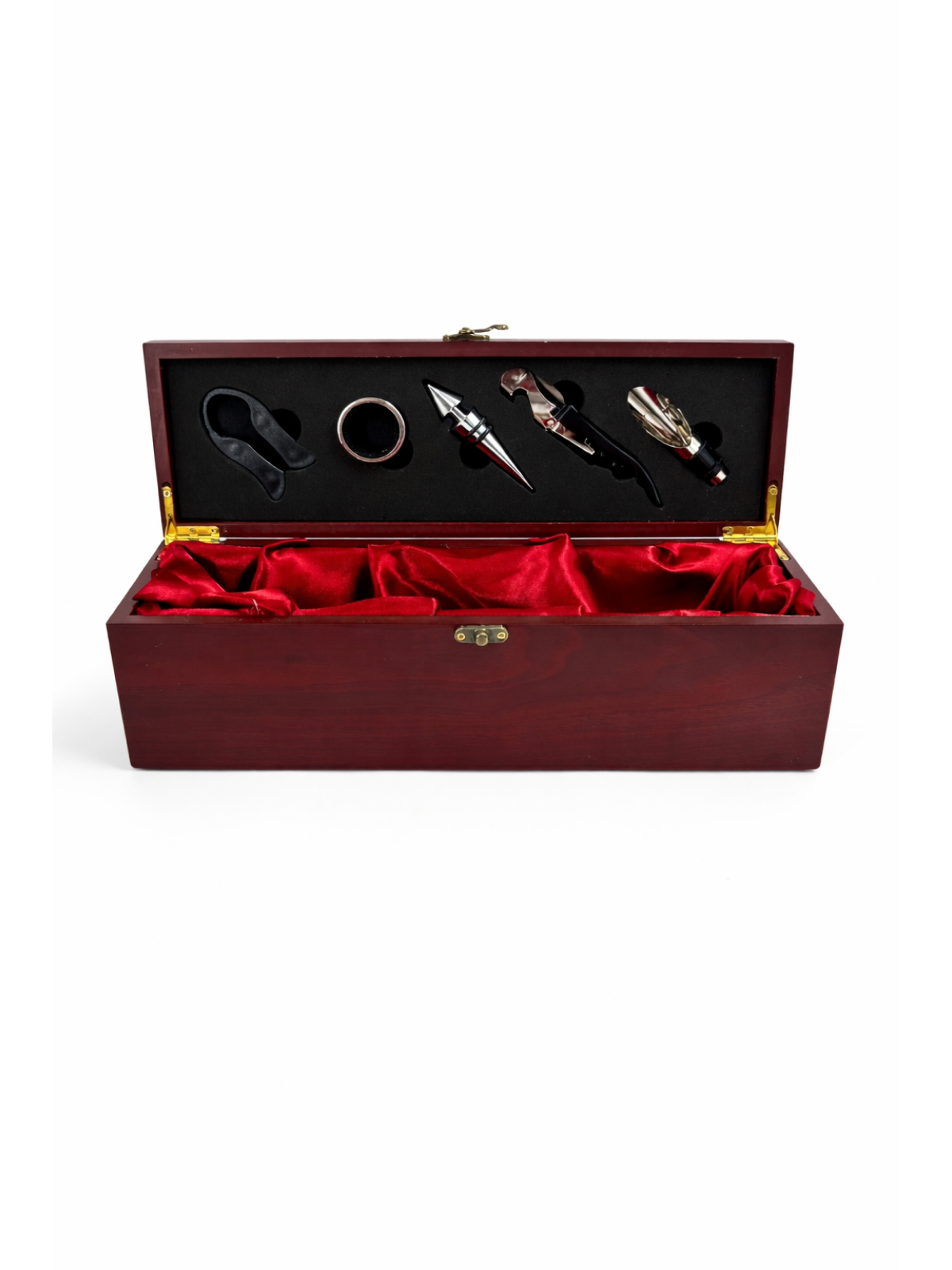 Wooden Wine Bottle Gift Box with 5 Accessories