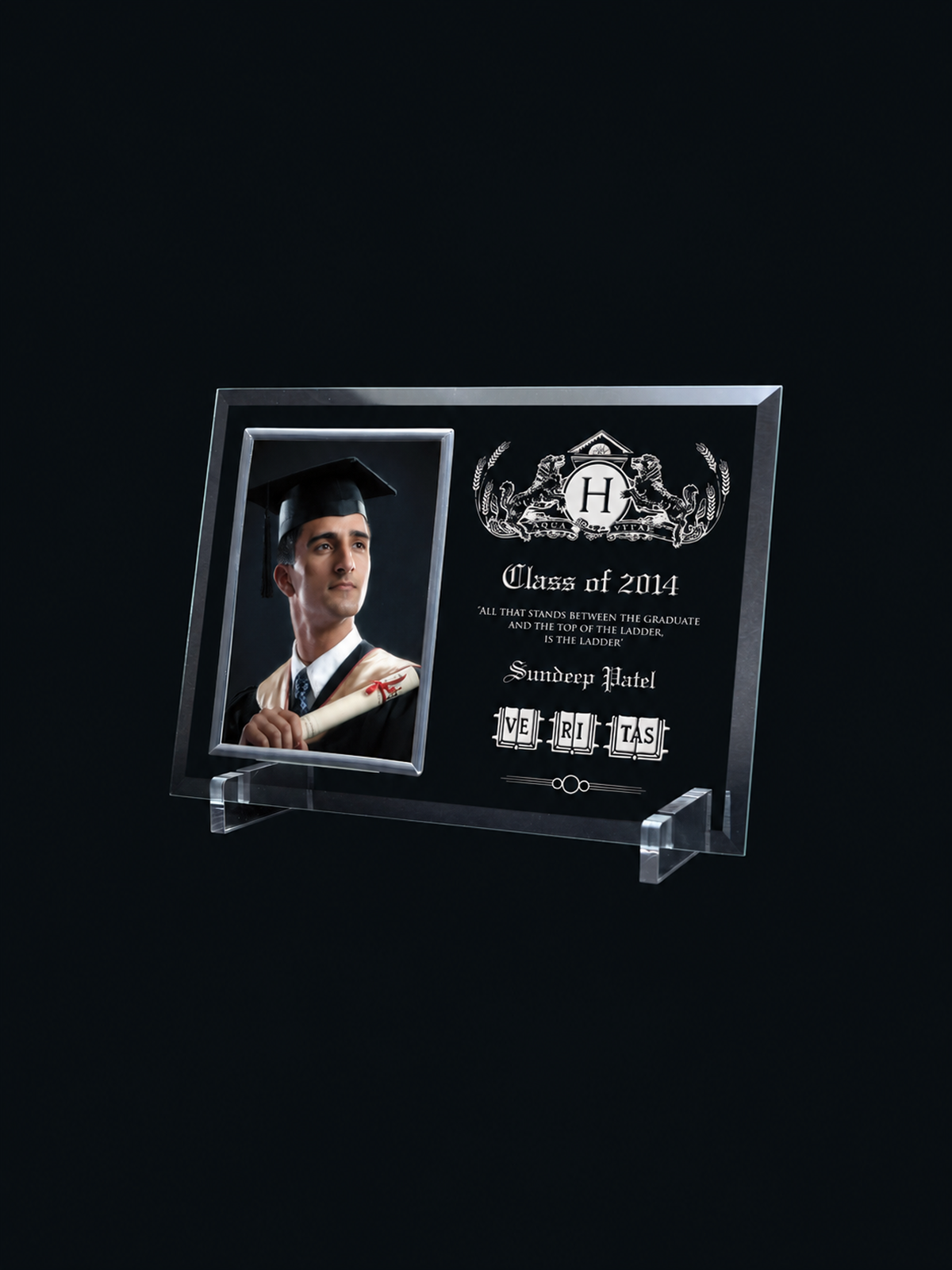 Engraved Glass Photo Frame