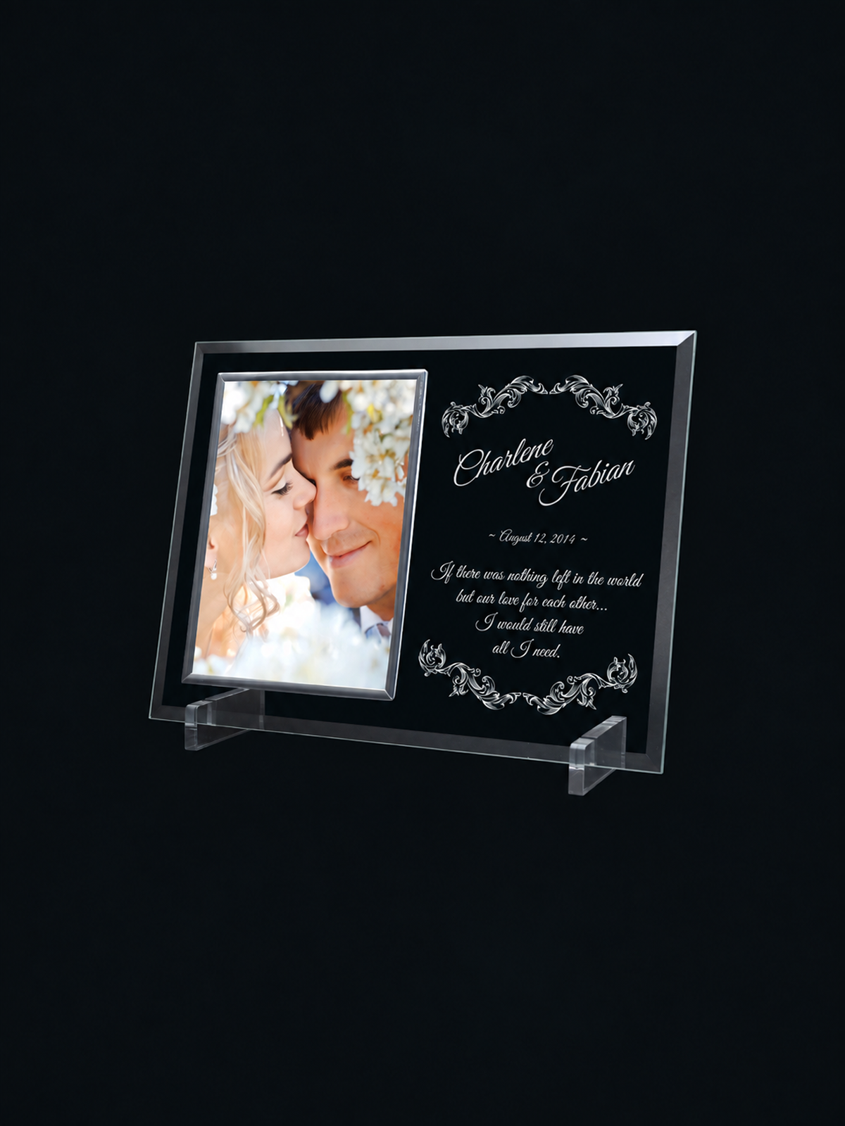 Engraved Glass Photo Frame