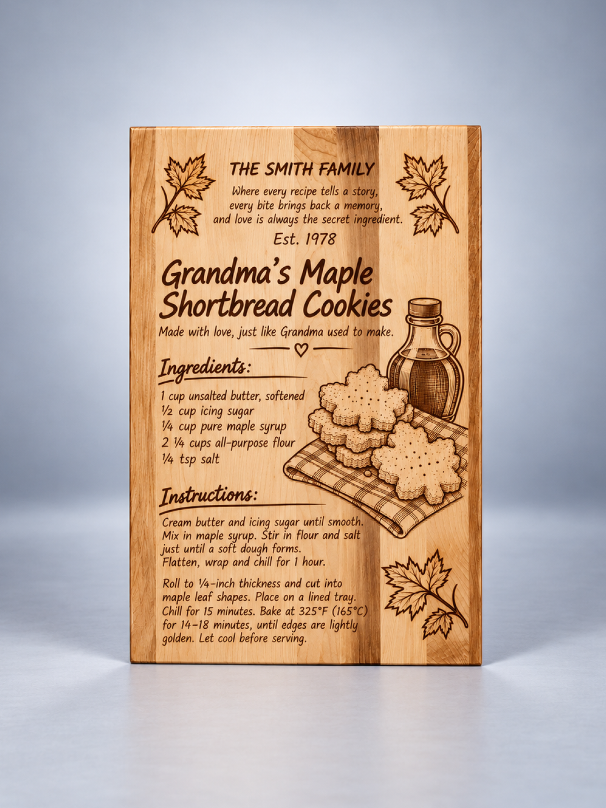 Personalized Family Recipe Board - Maple Cookies